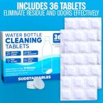 Sudstainables Water Bottle Cleaning Tablets – 36-Pack | Chlorine-Free & Odor-Control Formula | Water Bottle Cleaner, Flasks, Hydration Packs & Travel Mugs | Washer Tablets for Home, Hiking & Camping