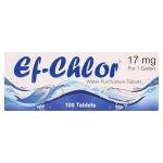 Ef-Chlor Water Purification Tablets (17 mg - 100 Tablets) - Ideal for Emergencies, Survival, Travel & Camping, Portable Drinking Water Treatment (1 Gallon in 1 Tablet)