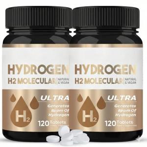 Hydrogen Water Tablets for Focus, Mental Clarity & Energy, 2 Bottles (240 Tablets Total)