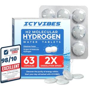 Premium Mineral Hydrogen Water Tablets – 63 Count Molecular H2 Tablets (12 PPM) for Drinking Water with Magnesium