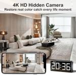 DateNexa 4K Spy Camera WiFi Hidden Camera Clock 170 Wide Angle Wireless Home Office Security Indoor Secret Camera Nanny Spy Cam Surveillance Camera App Control Night Vision Motion Detection (Black)