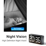 DateNexa 4K Spy Camera WiFi Hidden Camera Clock 170 Wide Angle Wireless Home Office Security Indoor Secret Camera Nanny Spy Cam Surveillance Camera App Control Night Vision Motion Detection (Black)