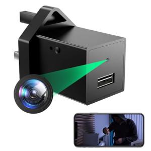 KGQO Spy Camera Hidden Camera USB Charger WiFi 1080P HD Wireless Indoor Secret Mini Nanny Cam Home Security Surveillance Small Monitoring Cameras with Motion Detection Remote App Control (Black)