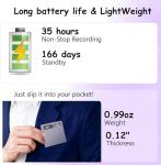 LemoVoz AI Voice Recorder with Transcription, Meeting Recorder for Professionals - 64GB, APP Control, Cloud Storage, AI Note Taker with 152 Languages Supported for Lectures,Meetings,interviews