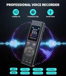 DISTANCEE 64GB Digital Voice Recorder Device 7-Level Voice Activation Audio Recording Device 20-Level DSP Clarity Control Dictaphone Voice Recorder Voice Activated Recorder with Playback