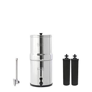 Big Berkey Gravity-Fed Water Filter System with 2 Black Berkey Elements Plus Deluxe 7" Stainless Steel Water View Spigot
