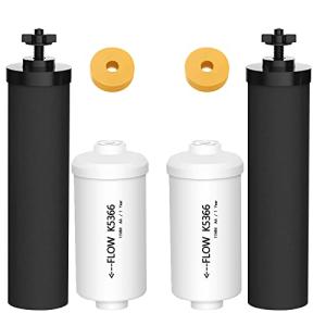 Virego Gravity Water Filters for Berkey Water Filter Replacement, Replacement for BB9-2® Black Filter & for PF-2® Fluoride Filters Combo Packs,Compatible with Berkey Gravity Water Filter System,NSF 42