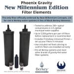 Berkey - Phoenix Gravity New Millennium Edition Water Filter Elements (Set of 2) - NMCL Endorsed Replacement in Lieu of Black Berkey Elements BB9-2