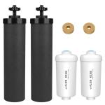 Water Filter Replacement for Berkey®, 2 Black Carbon Filters and 2 Fluoride Filters Compatible with Berkey® Gravity Water Filter System