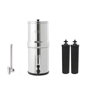 Travel Berkey Gravity-Fed Water Filter System with 2 Black Berkey Elements Plus Deluxe 7" Stainless Steel Water View Spigot