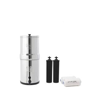 Travel Berkey Gravity-Fed Water Filter with 2 Black Berkey Elements + 2 Berkey PF-2 Fluoride and Arsenic Reduction Elements—Use at Home or Outdoors
