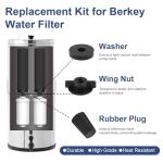 Replacement Kit for Berkey Water Filter- Compatible with Berkey Gravity Water Filters & Black Carbon Filters, Water Filter Hole Blocking Plugs Parts- 4 Set Wing Nuts, Washers & Silicone Blocking Plugs