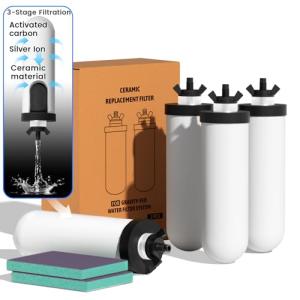 Joypur 8.46-Inch 3-stage filtration Ceramic Purification Elements NSF/ANSI 42&372 Certified,Replacement for Berkey® BB9-2® PF-2® Filter Element ProOne® Berkey® Big+ Gravity Water Filter System(4Pack)