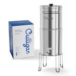 Culligan MaxClear 2.25 Gallon Gravity Water Filter System, Brushed Stainless-Steel Countertop Water Filter NSF/ANSI Certified to Reduce Microplastics, Lead & Total PFAS, with 1 Ceramic Filter