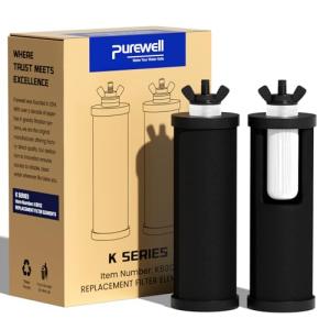 Purewell PF-3 Black 3-Stage Composite Purification Elements, Replacement Filters for ProOne® and Berkey® Filters, ProOne® or Berkey® Big+ Water Filter System and Purewell System (2 Pack, K Series)
