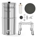 Culligan MaxClear 2.25 Gallon Gravity Water Filter System, Brushed Stainless-Steel Countertop Water Filter NSF/ANSI Certified to Reduce Microplastics, Lead & Total PFAS, with 1 Ceramic Filter