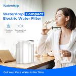 Waterdrop Compact Electric Water Filter Pitcher, 200-Gallon Rechargeable Instant Powerful Dispenser, NSF/ANSI 42&53&401, Reduce PFOA/PFOS, Lead, Chlorine, 14-Cup, White, with 1 Filter, NOT Reduce TDS