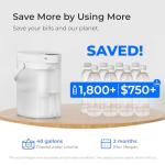 Waterdrop FreshTaste Instant Water Filter Pitcher, Rechargeable Powerful Dispenser, Reduce Chlorine, Lead, Copper, Purify, Soften Water, 17-Cup, White, Does not Lower TDS