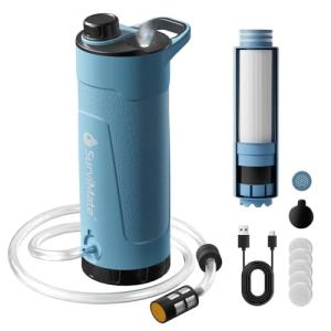SurviMate Electric Water Purifier Survival,Portable Water Filter Bottle for Survival,0.01μm 22 Ounces with Emergency Lighting, NSF/ANSI 42&372 Certified,Bottle with Filter for Hiking, Camping, Travel