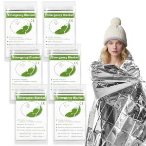MOXYOY Emergency Blankets, Survival Foil Thermal Blanket 210×130 cm, Foil Mylar Thermal Blankets for Outdoors, Camping, Hiking (Silver Pack of 6)