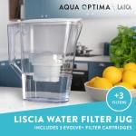 Aqua Optima Liscia Water Filter Jug & 3 Evolve+ Filter Cartridges 2.5L White - Fridge & Dishwasher Friendly, Easy Fill - Reduces Limescale, Chlorine & Other Impurities - By LAICA (Packaging May Vary)