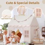 Wilwolfer Play Tent with Lights, Cloth Banners- Kids Tent Indoor - Toddlers Playhouse with Windows - Large Toddler Tent for Kids -Toy House Gift for Boys & Girls