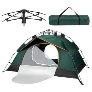 LN COZY CORNER 3-Person Pop Up Tent Instant Setup Camping Tent Waterproof & Windproof Double Layer Dome Tent with Removable Rainfly Lightweight for Backpacking Garden