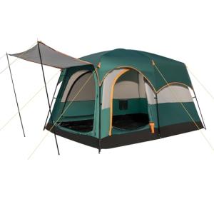 COSTWAY 2-Room Camping Tent, 4-6 Person Spacious Family Tent with Rainfly, PU 3000MM PE Tarp, Mesh Windows and Carry Bag, Waterproof Sun Shelter for Backpacking Hiking (Green)