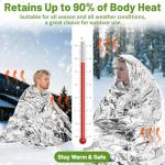 MOXYOY Emergency Blankets, Survival Foil Thermal Blanket 210×130 cm, Foil Mylar Thermal Blankets for Outdoors, Camping, Hiking (Silver Pack of 6)