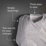 Tommee Tippee Swaddle Bag, 3-6m, 2.5 Tog for 16-20°C, Sky Grey Marl Sleeping Bag, Soft Cotton-Rich Fabric, Healthy Hip Development Design, Bottom to Top Zip