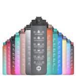 HOMEEX 1 Litre Motivational Fitness Sport Water Bottles with Straw & Time Maker, BPA-free Plastic Drink Bottle 1l Design for Girls, Boy Running,cycling (Spout 1000ml Black)