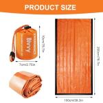 2 Pcs Emergency Sleeping Bag with 2 pcs Reusable Survival Blanket, Lightweight Bivvy Bag with Survival Whistle, Shelter Blanket Bags, Thermal Bivy Sack for Camping, Hiking, Outdoor Use