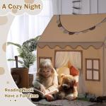 Wilwolfer Play Tent with Lights, Cloth Banners- Kids Tent Indoor - Toddlers Playhouse with Windows - Large Toddler Tent for Kids -Toy House Gift for Boys & Girls