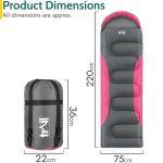 Trail Envelope Sleeping Bag With Snug Hood, Single Adult, 3 Season, Water-Resistant, Lightweight With Compact Bag, Outdoor, Camping, 250g Filling