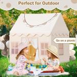 Wilwolfer Play Tent with Lights, Cloth Banners- Kids Tent Indoor - Toddlers Playhouse with Windows - Large Toddler Tent for Kids -Toy House Gift for Boys & Girls