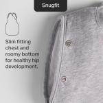 Tommee Tippee Swaddle Bag for Newborns, 0-3m, 1.0 Tog for 20-24°C, Sky Grey Marl Sleeping Bag, Soft Cotton-Rich Fabric, Healthy Hip Development Design, Bottom to Top Zip