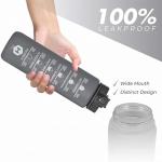 HOMEEX 1 Litre Motivational Fitness Sport Water Bottles with Straw & Time Maker, BPA-free Plastic Drink Bottle 1l Design for Girls, Boy Running,cycling (Spout 1000ml Black)