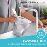 Aqua Optima Liscia Water Filter Jug & 6 Evolve+ Filter Cartridges 2.5L White - Fridge & Dishwasher Friendly, Easy Fill - Reduces Limescale, Chlorine & Other Impurities - By LAICA (Packaging May Vary)