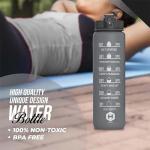 HOMEEX 1 Litre Motivational Fitness Sport Water Bottles with Straw & Time Maker, BPA-free Plastic Drink Bottle 1l Design for Girls, Boy Running,cycling (Spout 1000ml Black)