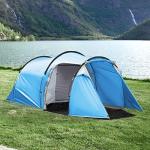 Outsunny 2-3 Person Tunnel Tent with Sewn-in Groundsheet, Air Vents, Rainfly, 2000mm Water Column, Camping Tent with 1 Bedroom, Inbuilt Porch, Living Area for Camping, Hiking, Blue