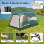 COSTWAY 2-Room Camping Tent, 4-6 Person Spacious Family Tent with Rainfly, PU 3000MM PE Tarp, Mesh Windows and Carry Bag, Waterproof Sun Shelter for Backpacking Hiking (Green)