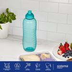 Sistema Squeeze Twist 'n' Sip Sports Water Bottles | 460 ml | Leakproof Kids Water Bottles | BPA-Free | Blue | 4 Count