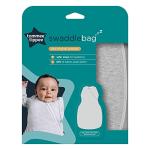 Tommee Tippee Swaddle Bag, 3-6m, 2.5 Tog for 16-20°C, Sky Grey Marl Sleeping Bag, Soft Cotton-Rich Fabric, Healthy Hip Development Design, Bottom to Top Zip