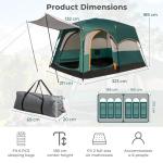 COSTWAY 2-Room Camping Tent, 4-6 Person Spacious Family Tent with Rainfly, PU 3000MM PE Tarp, Mesh Windows and Carry Bag, Waterproof Sun Shelter for Backpacking Hiking (Green)