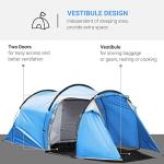 Outsunny 2-3 Person Tunnel Tent with Sewn-in Groundsheet, Air Vents, Rainfly, 2000mm Water Column, Camping Tent with 1 Bedroom, Inbuilt Porch, Living Area for Camping, Hiking, Blue