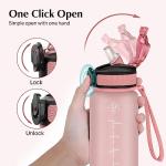 EYQ 1L Water Bottle, 1 Litre Water Bottle with Straw, 32oz Leak-Proof Motivational Sports Drinks Bottle with Time Marker, Tritan BPA-Free, Drinking Waterbottles for Fitness, School, Gym Outdoor Sports