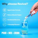 Revival Rapid Rehydration Electrolytes Powder - High Strength Vitamin C, B1, B3, B5, B12 Supplement Sachet Drink, Effervescent Electrolyte Hydration Tablets - 12 Pack Assorted Flavours