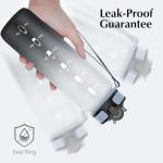 NAVTUE Water Bottle, 1L Sports Water Bottle with Straw, Time Markings, Tritan BPA free, Leakproof Drinks Bottle for School, Cycling, Running (1 Bottle)