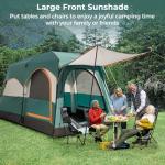 COSTWAY 2-Room Camping Tent, 4-6 Person Spacious Family Tent with Rainfly, PU 3000MM PE Tarp, Mesh Windows and Carry Bag, Waterproof Sun Shelter for Backpacking Hiking (Green)