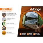 Vango Scafell 200 Tent Hiking Backpacking Wild Camping | DofE Recommended Kit | Waterproof, Easy Setup, Lightweight, Compact | Alloy Poles & 3000mm HH Material (2 Person)
